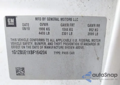 2011 Chevrolet Malibu Ls из США, поврежденный, VIN 1G1ZB5E1XBF164204